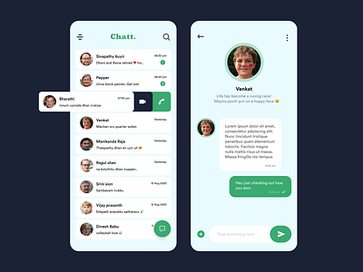 Chatt app Mobile UI branding chat app design mobile ui practicing typography ui vector