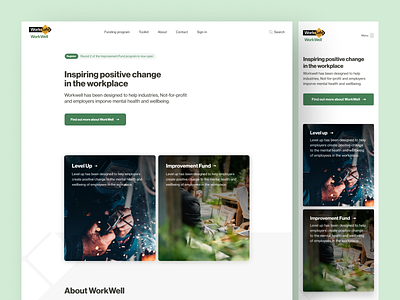 Workwell • Homepage government homepage landing page mental health awareness mobile homepage program