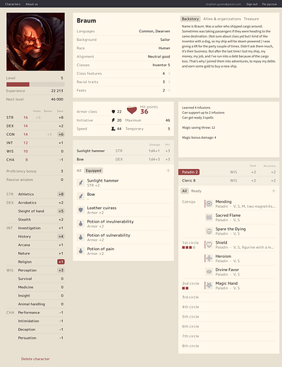 D&D Character Sheet character dnd dungeons and dragons experience fantasy heart icon set sheet skills stats story