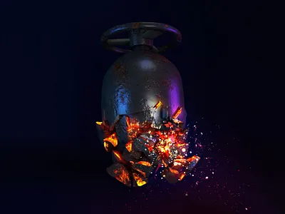 Atomic Bomb 3d 3d model artdirection atomic cgi cinema4d composite concept dust explosion fire fracture metal photoshop postproduction retouch simulation texture vfx voronoi