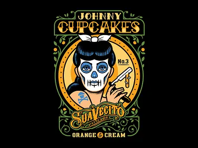 Johnny Cupcakes Suavecito Collab Tee barber barber shop barbershop design graphic graphic design graphicdesign illustration johnny cupcakes johnnycupcakes skull suavecito tattoo vector