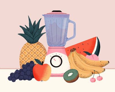 Smoothie Mixer banana blender fruit fruit illustration illustration melon mixer peach photoshop pineapple pineapples smoothie