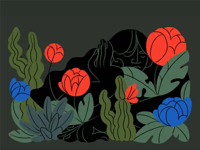 Garden apple pencil cactus character desert drawing figure floral flowers flowers illustration hands illustration ipad pro plants sleeping succulent woman