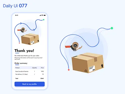 Daily Ui 077 - Thank you app daily 100 challenge daily ui daily ui 077 dailyui design illustration order ordering parcel shipping shipping box thank you thanks ui ui design uidesign ux
