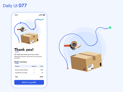 Daily Ui 077 - Thank you app daily 100 challenge daily ui daily ui 077 dailyui design illustration order ordering parcel shipping shipping box thank you thanks ui ui design uidesign ux