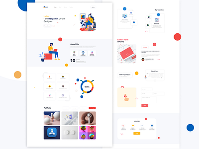 Portfolio web page branding clean colorful concept flat illustration illustrator landingpage minimal modern portfolio typography ui vector web website