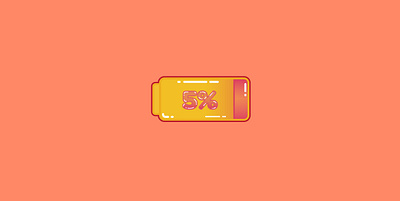 Battery on 5% icon illustration logo vector