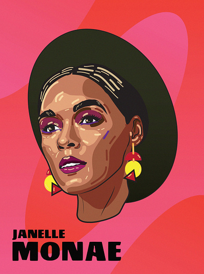 Janelle Monae Portrait design illustration vector