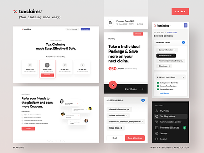 Taxclaims Product design accounts b2c branding design design thinking designknot finance fintech form 16 income tax landing page logo nft pricing product design responsive saas tax filing ui web