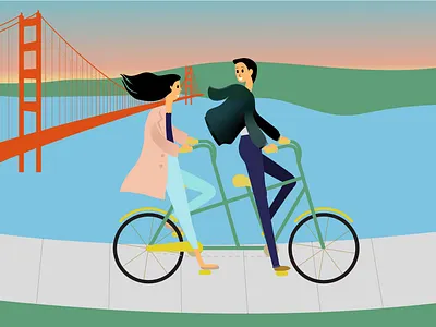 San Francisco summer bike illustration san francisco