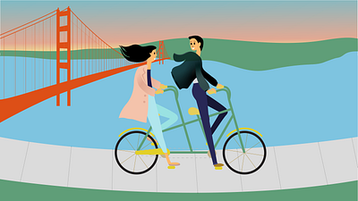 San Francisco summer bike illustration san francisco