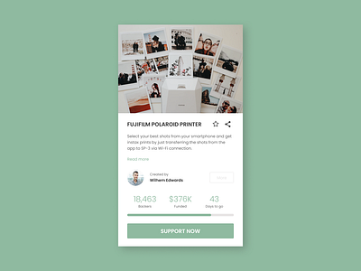 Daily UI:: 032 - Crowdfunding Campaign app crowdfunding crowdfunding campaign dailyui design mobile ui
