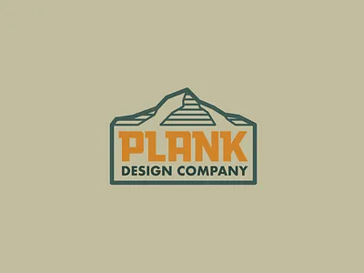 Plank Design Company badge badge brand design draw drawing graphic design icon identity illustrate illustration logo mountains