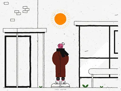 waiting for the bus bus stop character character design characterdesign girl character illustration paper texture vector