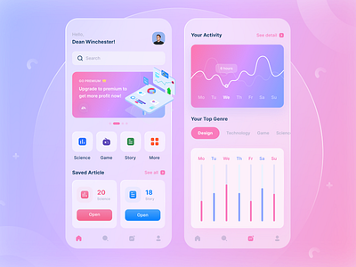 Article App app article chart clean dashboard design glass glasses illustration ios mobile ui uidesign uiux uiuxdesign uxdesign