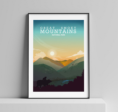 Great smoky mountain poster graphic design illustration nature poster travel