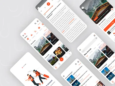 Travel & Story clean mobile app design mobile design orange reactjs ui ux