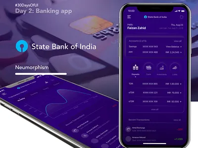 State Bank of India: Banking App darkmode mobile app neumorphism ui ux ux design vector
