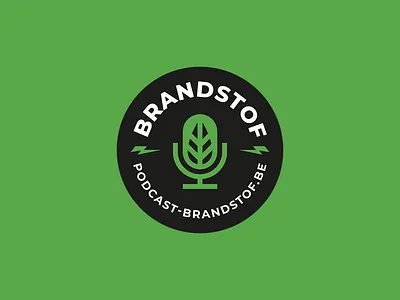Brandstof Podcast - Logo badge badge design badge logo brand branding climate change climatechange design emblem logo environmental fuel green logo logo logo badge logo design microphone podcast podcast logo podcasting vector