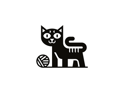 Cat animal ball brand branding cute design elegant illustration logo logotype mark modern nice pet play sign thread vector