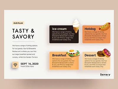 Savory Food PowerPoint Presentation Template chef cook creative delicatessen delicious design food food and drink foodie gourmet layout design powerpoint powerpoint template pptx presentation presentation design recipe restaurant slide tasty