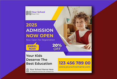 Customizable School Admission Design Template ads design banner design branding design flyer design illustration poster design social media social media design vector