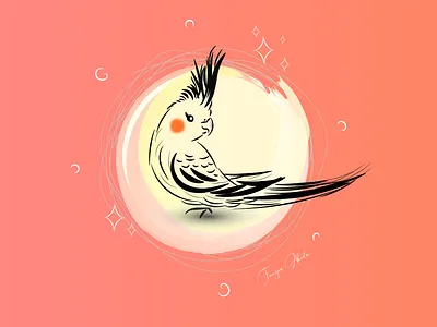 Cockatiel cartoon cartoon illustration cockatiel cute illustration watercolor