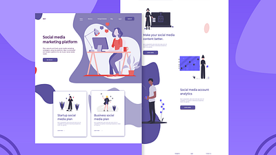 Landing page - Social media marketing platform adobexd flat illustration graphicdesign landingpage responsive socialmedia ui uidesign uiux user interface design ux uxdesign website design