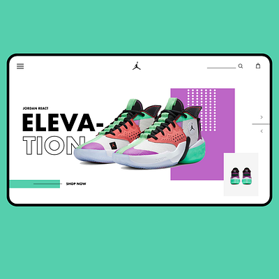 Jordan React Elevation Concept page branding e commerce graphicdesign landingpage landingpagedesign minimal nike nike shoes shoe design shoe landingpage ui web webdesig webdesigner