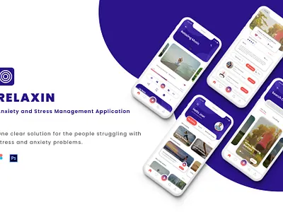 Relaxin - Anxiety and Stress Management Application android calm figma fitness interaction design ios meditation mobilephone ui ui design ux ux design