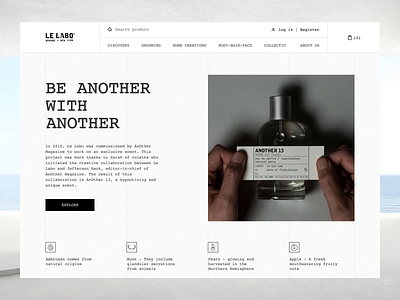 Le Labo Another 13/ Product landing page 3d animation concept design dribbble ecommerce likeforlike motion graphics trendy typography ui uiux webdesign