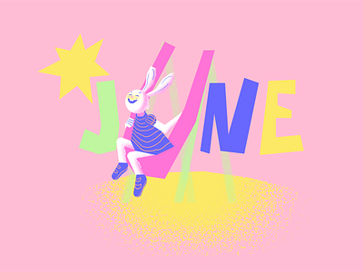 June · Calendar illustration 2d 2d graphics 2d illustration art bunny calendar colorful design desire agency flat graphic design graphics illustration june pink summer sun