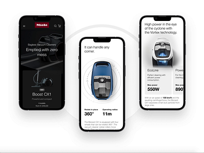 Miele, Vacuum Cleaners, mobile design e commerce ecommerce product shop ui ux vacuum cleaner
