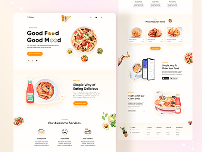 Restaurant Landing Page clean ui food food landing page food template foodie gradient minimal online delivery order popular shot restaurant restaurant landing page sajib sajibsupriyo tasty uidesign ux webdesign website website concept