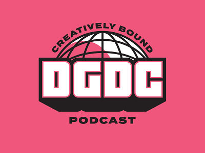 DGDC Badge basge branding dgdc geometric globe lettering logo mark podcast retro type typography