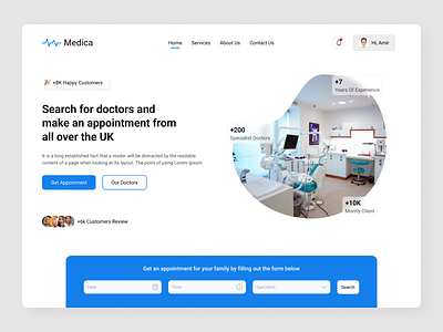 Medica - Clinic Hero Section / Light Mode clinic doctors hero section landing page light mode uiux web web design website