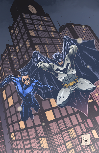 Batman and Nightwing batman comicart comicbooks comicbookstyle dc dccomics dcu digitalart nightwing robin superheroes