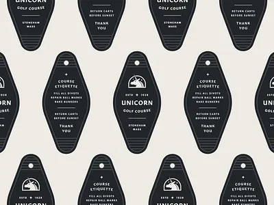 Unicorn Golf Course — 3 𝑜𝑓 3 boston branding clean design golf graphic design illustration key key tag logo typography unicorn vector