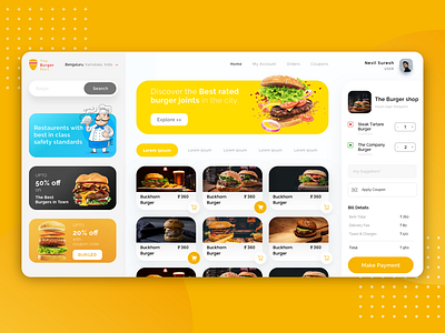 The burger shop app burger dashboad dashboard design dashboard ui design food food delivery service ui ux visual design