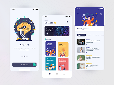 AI Learning Program App UI ai app course education elearning ios learning machine learning mobile ui science