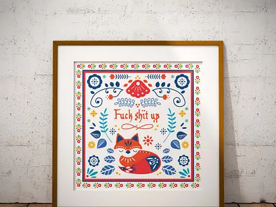 Fuck Shit UP folk art fox fuck shit up norwegian scandi scandinavian swearing swedish