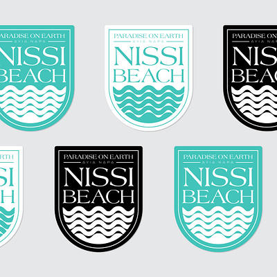 Nissi Beach badge badge logo badges beach beachlogo branding cyprus design illustration logo paradise sticker typography vector waves