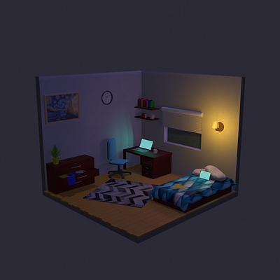 Night room blender3d frostnout illustration