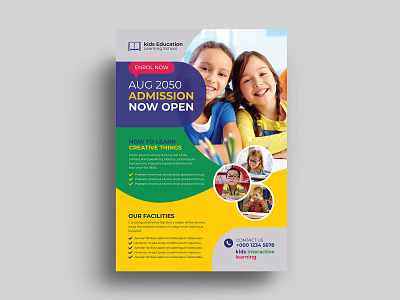 Kids Admission Flyer Template admission advertisement art class camp children college corporate education flyer enrollment flyer flyer bundle group junior kids flyer kids party kids school open school poster