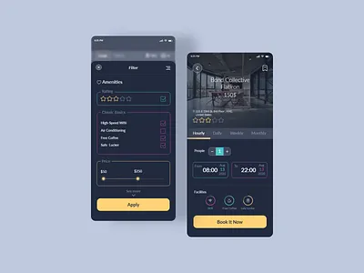 Coworking Space Booking App coworking design ui uiux userinterface ux workout workspace