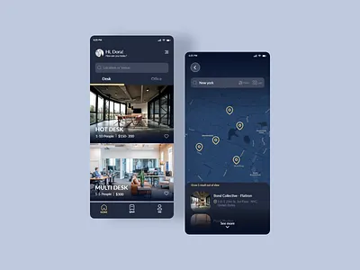 Coworking Space Booking App app cowork design map minimal ux work workspace