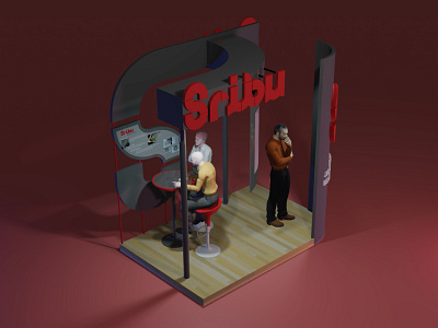 Sribu Booth 3d blender blender render booth booth design graphic design illustration sketchup