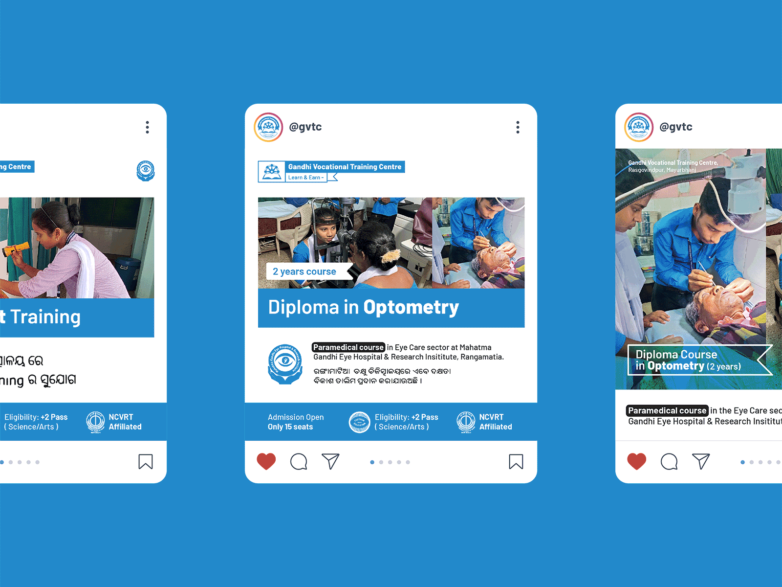 Social Media post design for Gandhian NGO Education Insititutute advertisement advertisement design blue brand design branding colourful design educational gandhian graphic design institute minimal ngo odia photography post poster posters design posts design social media