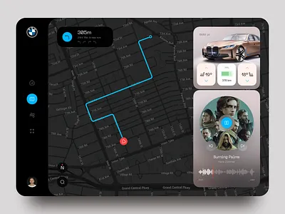 BMW Car Control Dashboard Concept automotive bmw car concept control dark dashboard design desktop gps map navigation remote ui ux vehicle