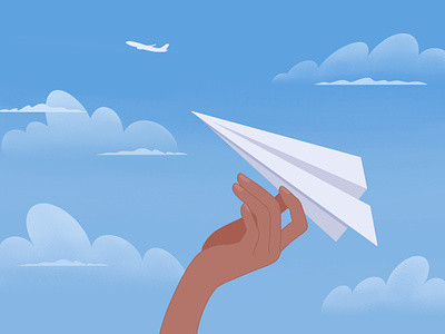 Paper plane cloud hand illustration paper plane sky
